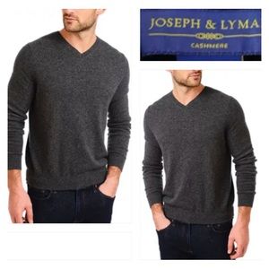 Joseph & Lyman 100% Cashmere Mocha/Gray V-Neck Sweater Pullover Sz. M